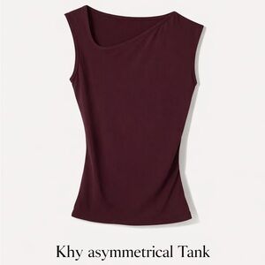 KHY x ATLEIN Asymmetrical Tank Black Cherry XXS Matte Stretch Jersey